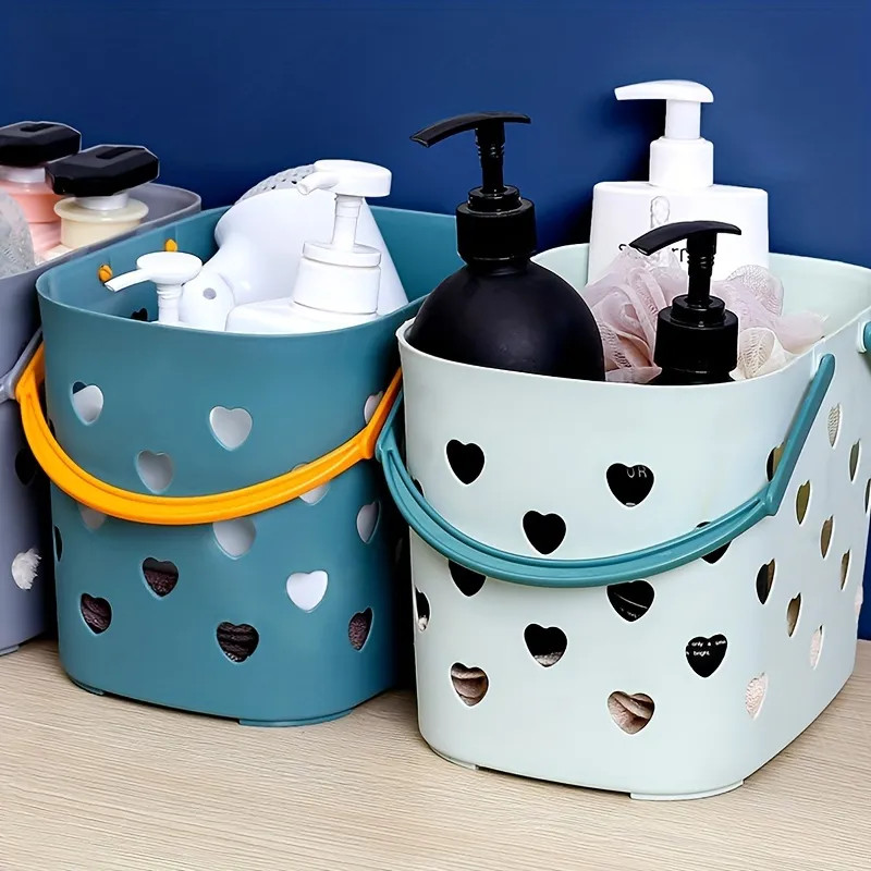 1pc Nordic Color Heart Pattern Storage Basket - Portable Plastic Bath Hand Basket for Cosmetics a... | Temu Affiliate Program