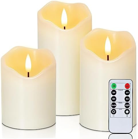 Homemory Flickering Flameless Candles, Realistic LED Candles with Remote and Timer, Real Wax Batt... | Amazon (US)
