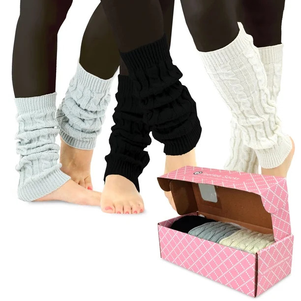 TeeHee Gift Box Women's Fashion Extra Long Thigh High Leg Warmers 3-Pack (Marled Color) | Walmart (US)