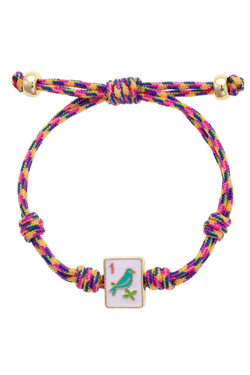 Sparrow Mahjong Tile Paracord Bracelet in Pink Multi | CANVAS
