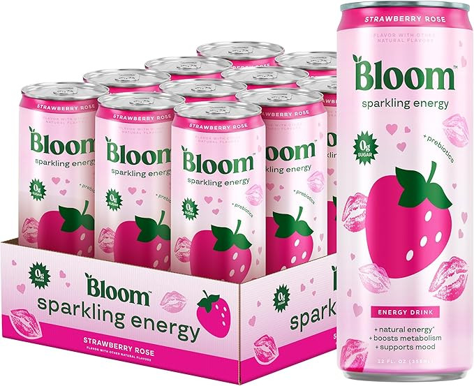 Bloom Nutrition Sparkling Energy Drink - Natural Caffeine, Zero Sugar, 180mg Caffeine - Antioxida... | Amazon (US)