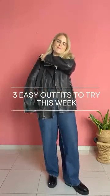 3 easy outfits to elevate your style this week: 🔥⁠
⁠
1️⃣ Double denim + oversized leather jacket = edgy cool.⁠
2️⃣ Oversized shirt + silk cami + leather trousers = chic layers.⁠
3️⃣ Bold color combos = effortless statement.⁠
⁠
Which one’s your fave? 💃✨⁠
⁠
1st look⁠
Double denim look - denim shirt & jeans from @hm ⁠
Red jumper @massimodutti⁠
Leather jacket @mango bought 2hand on @ebay⁠
loafers @massimodutti⁠
⁠
2nd look⁠
Oversized shirt @carolinaherrera ⁠
Cami top @mango⁠
Faux leather trousers @zara ⁠
Loafers @libertylondon⁠
Bag @zara⁠
⁠
3rd look⁠
Jumper @massimodutti⁠
Trousers @cosstores⁠
Loafers @massimodutti⁠
⁠
⁠
 #OOTD #StyleInspo #onlinestyling #whattowear #personalstyling #easystylingideas #fashiontips #size12