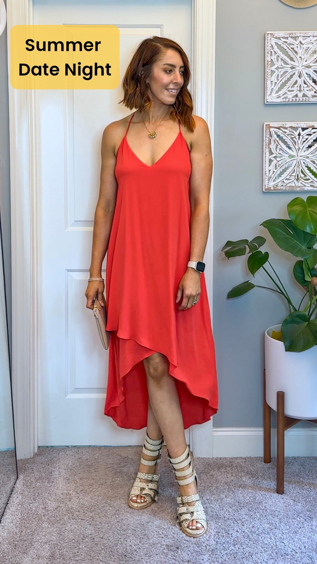 If you have a Summer Date Night planned! This outfit would work for A Sunset Picnic or Outdoor Concert. It would also be a great vacation outfit idea! I can’t get enough of this coral asymmetrical lace midi dress—it’s flirty without trying too hard. I paired it with chunky strappy gladiator sandals, that same vintage-y pearl necklace, and my trusty nude wristlet. It’s made for twirling on a blanket in the grass or swaying to live music as the sun sets behind you. Pure summer magic.

#LTKStyleTip #LTKTravel #LTKShoeCrush
