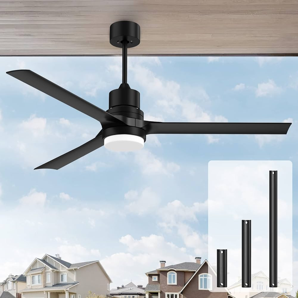 Outdoor Ceiling Fan with Lights: 60 inch Black Ceiling Fan with Remote Fan for Bedroom 6 Speeds M... | Amazon (US)