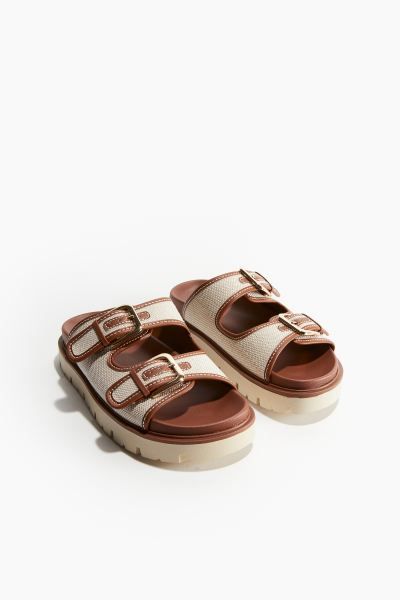 Chunky Sandals - No heel - Brown/light beige - Ladies | H&M US | H&M (US + CA)