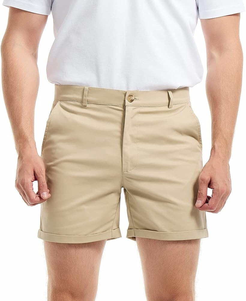 AIMPACT Mens Chino Shorts Slim-fit 5.5" Flat Front Stretch Casual Short Shorts | Amazon (US)