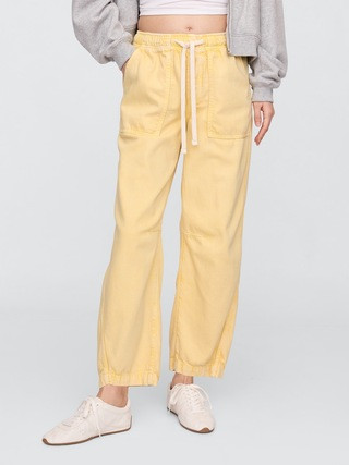 Mid Rise SuperSoft Pull-On Barrel Jeans | Gap Factory