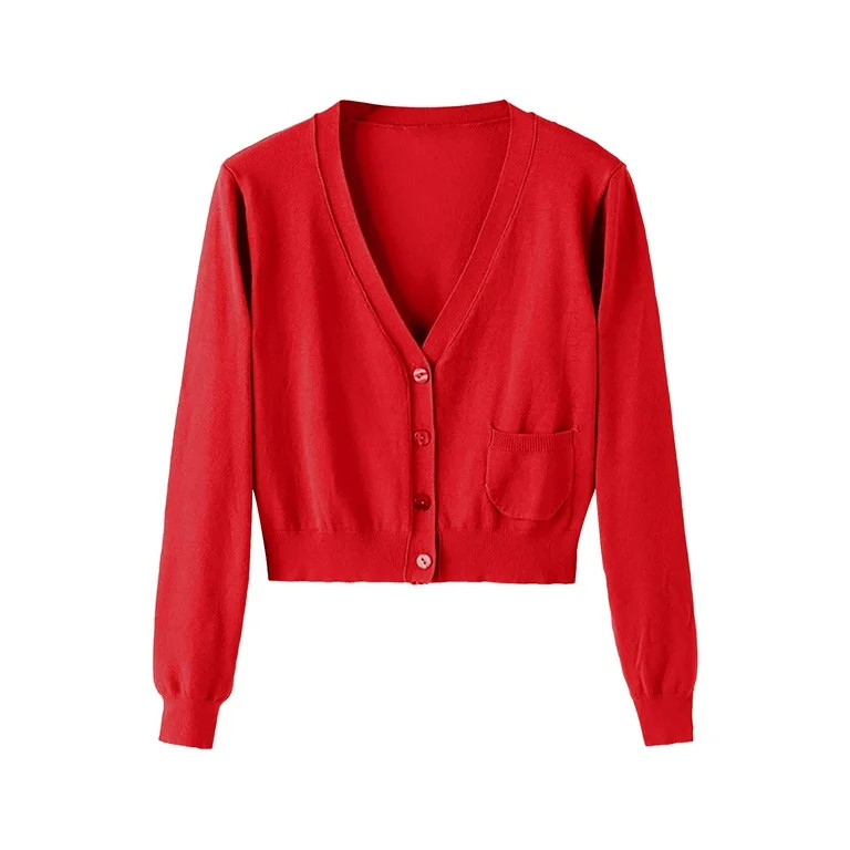 NIUREDLTD Cropped Cardigans Women's Fall Button Long Sleeved Knitted Sweater Short Knitted Cardig... | Walmart (US)