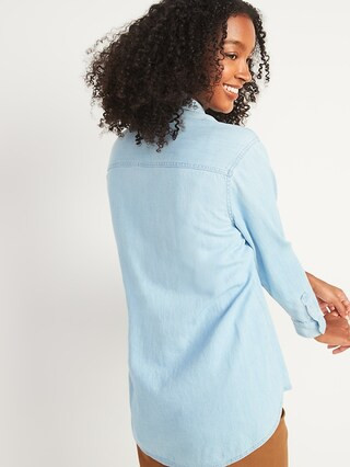 Oversized Boyfriend Tunic Jean Shirt for Women | Old Navy (US)