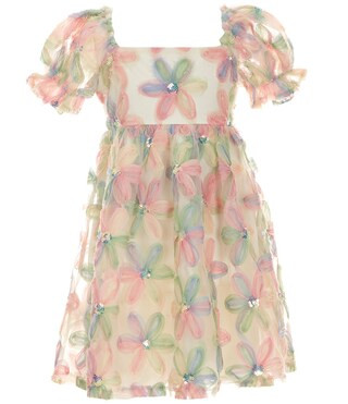 Allison & Kelly Big Girls 7-16 Puffed-Sleeve Sequin-Embellished Floral-Printed Babydoll Dress | D... | Dillard's