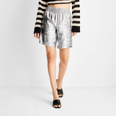 Women's Metallic Shorts - Future Collective™ with Alani Noelle Dark Gray | Target