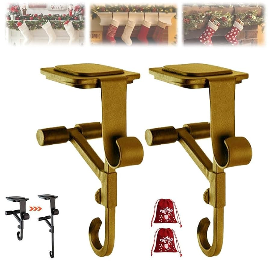 2 in 1 Fireplace Stocking and Garland Hanger - No Drill, 2/4/6 Pack Heavy Duty Adjustable Garland... | Amazon (US)