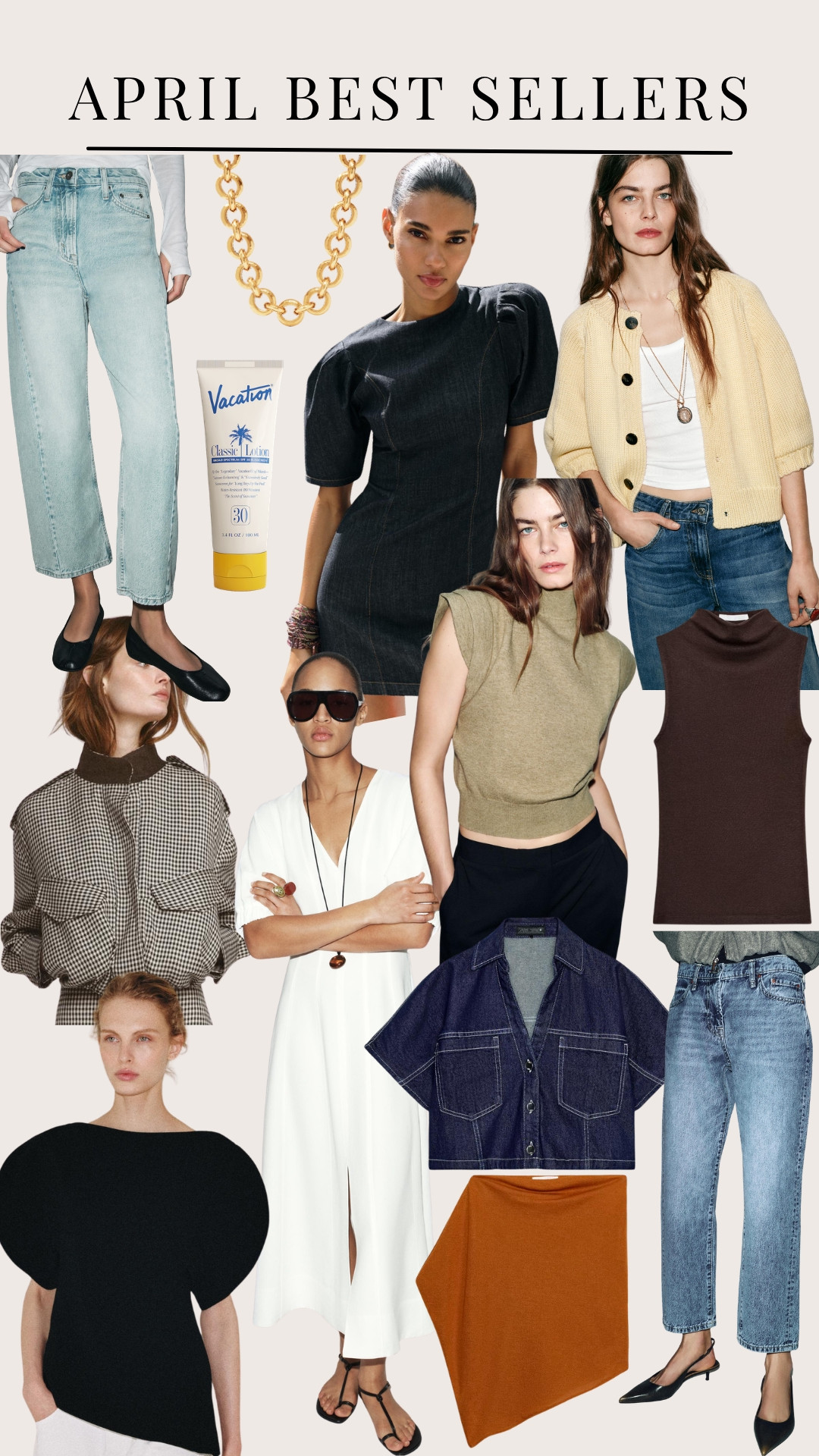 The top favorite items of April! Sharing best sellers and the most shopped pieces from this past month! ✨ 

Spring style 
Spring outfits 
White dress
Necklaces
Zara 
Aritzia 
Denim crop top 
Denim dress 
Jeans 
Jackets 
Cardigan 
Blouse 
Maxi dress 
Sunscreen
Summer outfits

#LTKdayinmylife #LTKgrwm #LTKootd