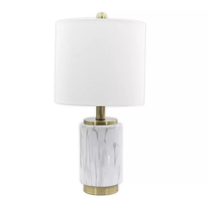 Designs Direct Marble Table Accent Lamp in White with Linen Shade | Bed Bath & Beyond