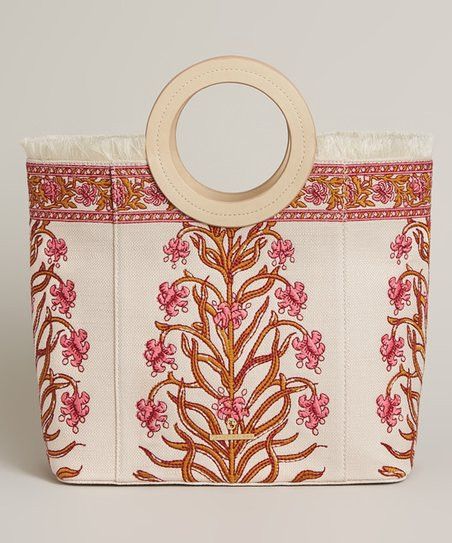 Spartina 449 Beige & Pink Floral Ring-Handle Pepper Hall Resort Tote | Zulily