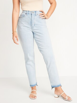 Curvy Extra High-Waisted Button-Fly Sky-Hi Straight Cut-Off Jeans for Women | Old Navy (US)