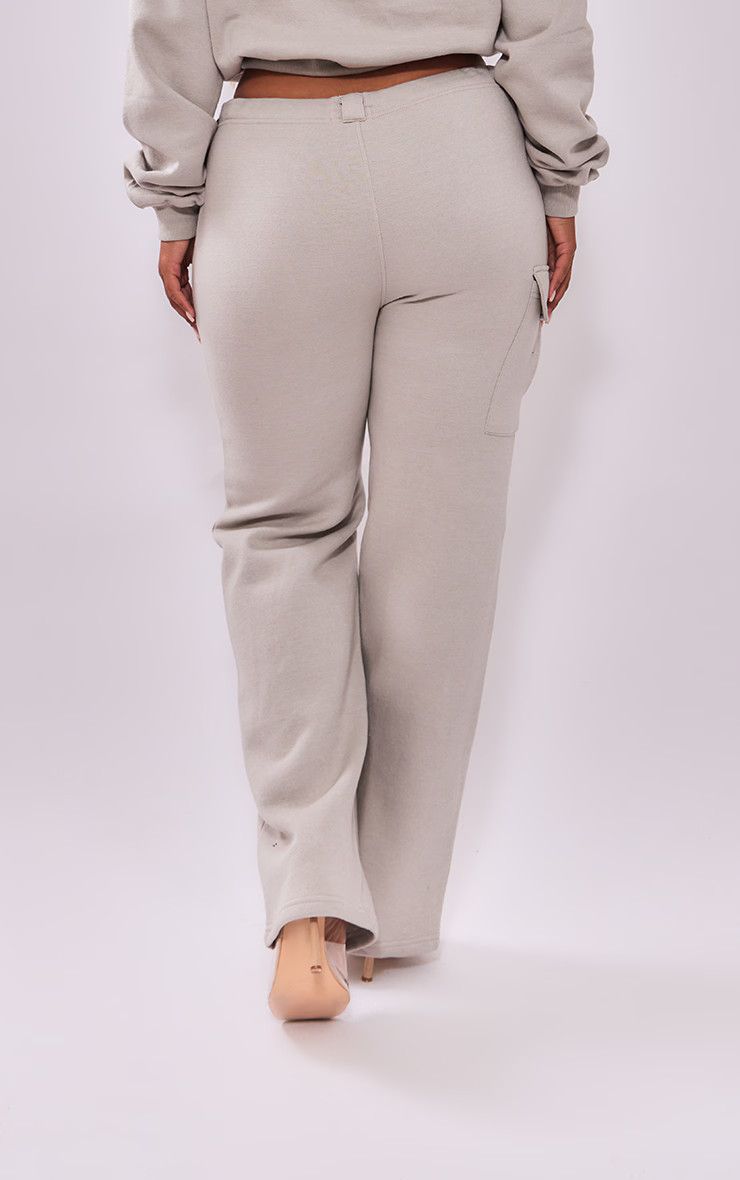 Shape Light Grey Toggle Waist Pocket Detail Wide Leg Sweatpants | PrettyLittleThing US