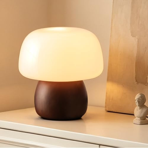 WTHTNROM milky white glass mushroom table lamp