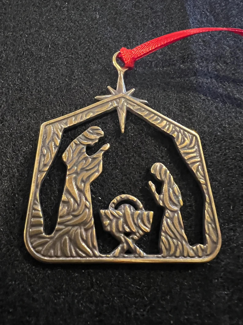 Vintage Brass Greek Mediterranean Hand Made Christmas Holiday Classic Raised Etched Nativity Scen... | Etsy (US)