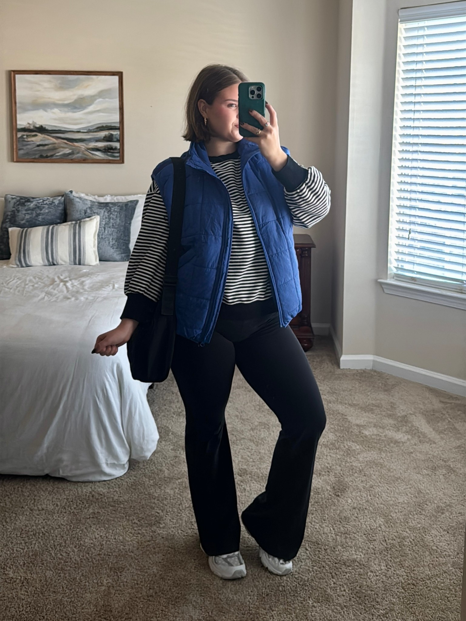 Fall outfit inspo, blue vest amazon, Amazon striped top, aerie flare leggings, new balance 530 polka dot trend, fall trending 

#LTKShoeCrush #LTKFindsUnder50 #LTKU