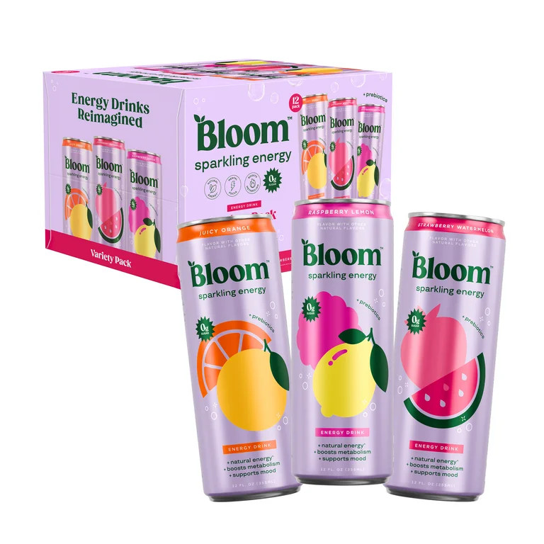 Bloom Nutrition Sparkling Energy Drink, Variety, 12 fl oz Cans, 12 Pack | Walmart (US)