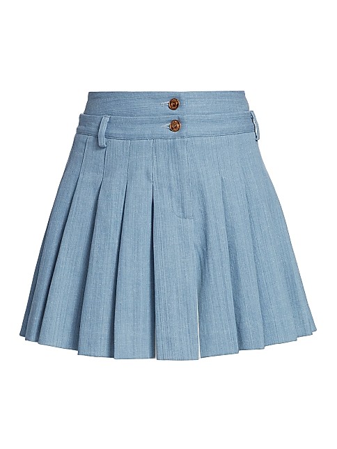 Savanna Pleated Denim Miniskirt | Saks Fifth Avenue