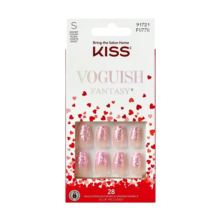 KISS Voguish Fantasy Valentine Press-On Nails, ‘Date Night’, Purple, Short Coffin, 31 Ct. | Walmart (US)