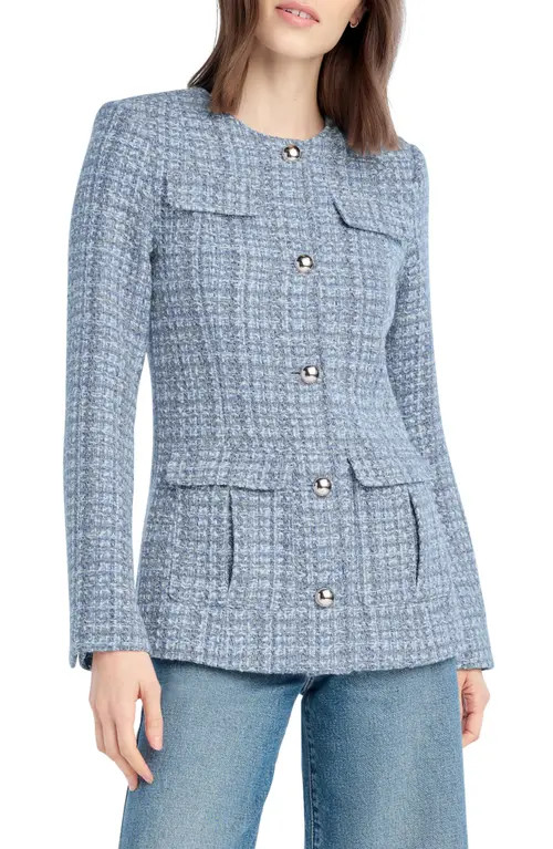 Favorite Daughter The Spencer Tweed Jacket in Sky Blue Tweed at Nordstrom, Size Medium | Nordstrom