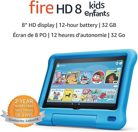 Fire HD 8 Kids tablet, 8" HD display, ages 3-7, 32 GB, Blue Kid-Proof Case | Amazon (CA)