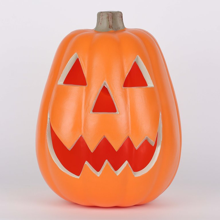 Halloween Light-Up Polypropylene Jack-O'-Lantern Decoration, Orange, 9 in x 9 in x 11 in, by Way ... | Walmart (US)