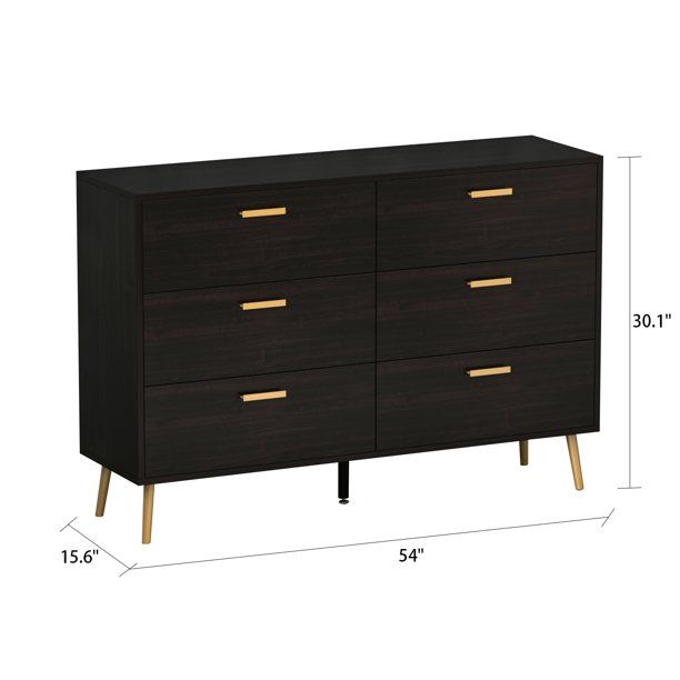 Mikolo 6 Drawer Dresser for Bedroom, Chest of Drawers Closets Storage Units Organizer Tower for L... | Walmart (US)