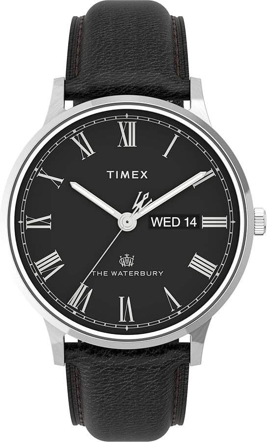 Timex Men's Waterbury Classic Chrono 40mm Stainless Steel Quartz Dress Watch with Leather Strap | Amazon (US)