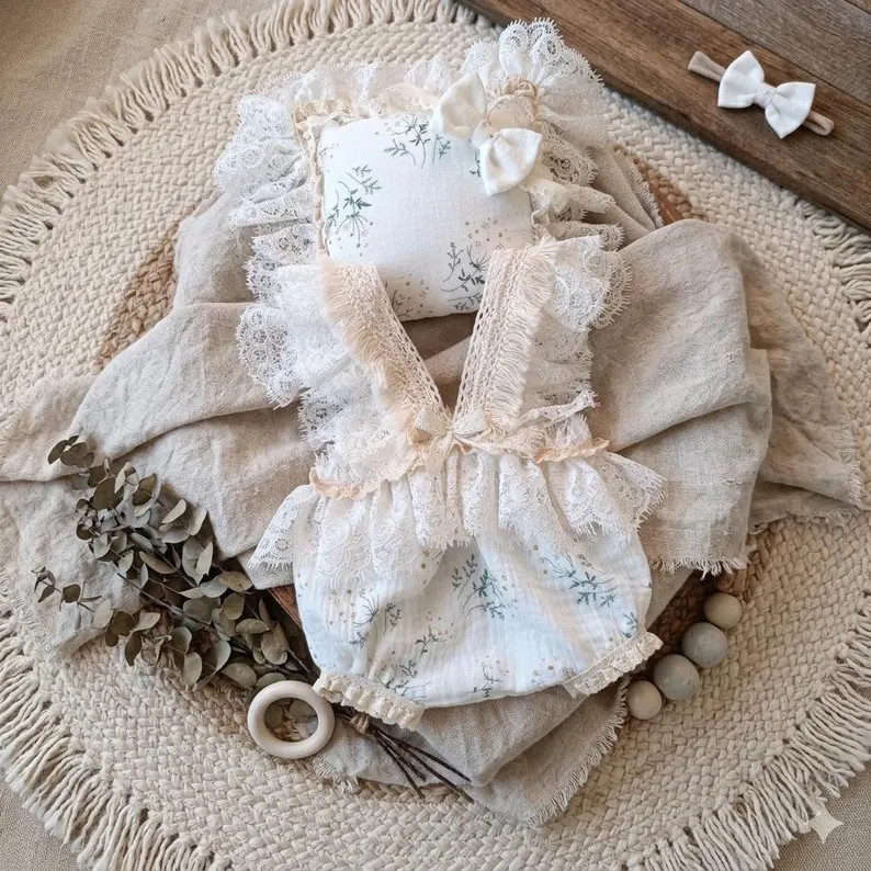 Conjunto de pelele bohemio para beb\u00e9: Accesorios de fotograf\u00eda para reci\u00e9n nacidos... | Etsy (Global)