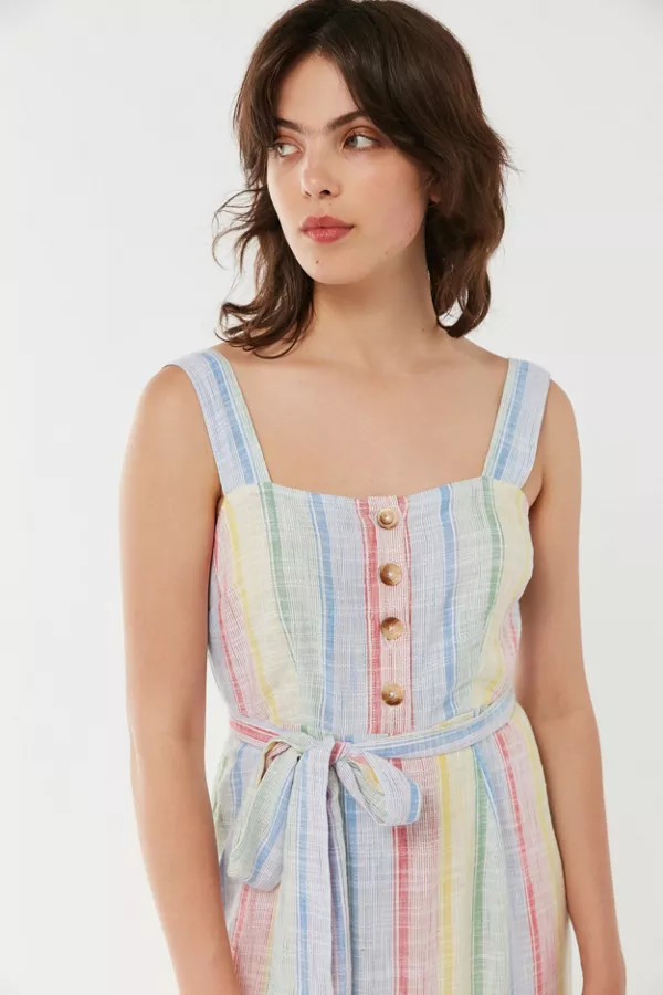UO Sankaty Linen Ruffle Maxi Dress | Urban Outfitters (US and RoW)