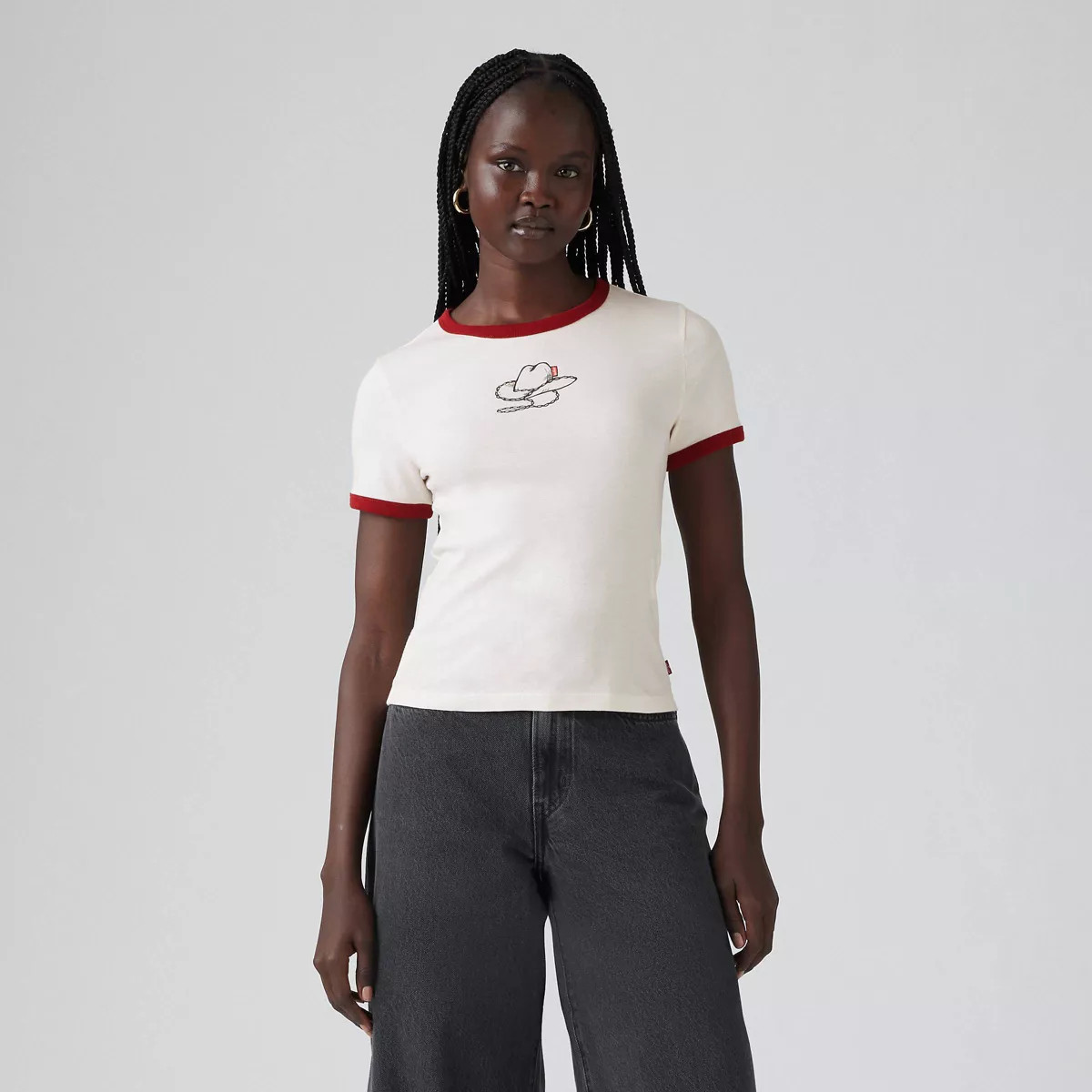 Levi's® Women's Graphic Rickie Ringer T-Shirt - Cowboy Hat Sugar Swizzle/Sundried Tomato | Target