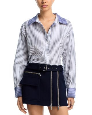 Aqua Contrast Stripe Button Up Shirt - Exclusive | Bloomingdale's (US)