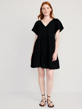 V-Neck Tiered Mini Swing Dress for Women | Old Navy (CA)