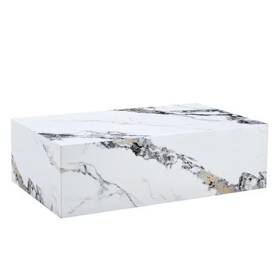 TiramisuBest Stylish Modern MDF Coffee Table, Marble Pattern Design, Durable Center Table, White | Target