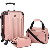 Travelers Club Chicago Hardside Expandable Spinner Luggage, Rose Gold, 3 Piece Set | Amazon (US)