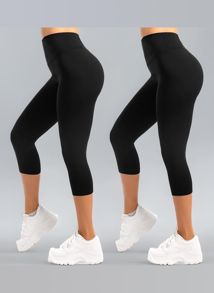 SINOPHANT 2 Pack Capri Leggings for Women-Buttery Soft High Waisted Yoga Pants for Workout Athlet... | Amazon (UK)