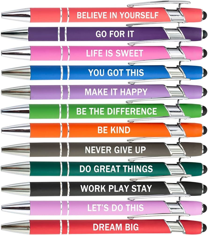 PASISIBICK 12 Pieces Motivational Inspirational Quotes Snarky Screen Touch Stylus Ballpoint Pens,... | Amazon (US)