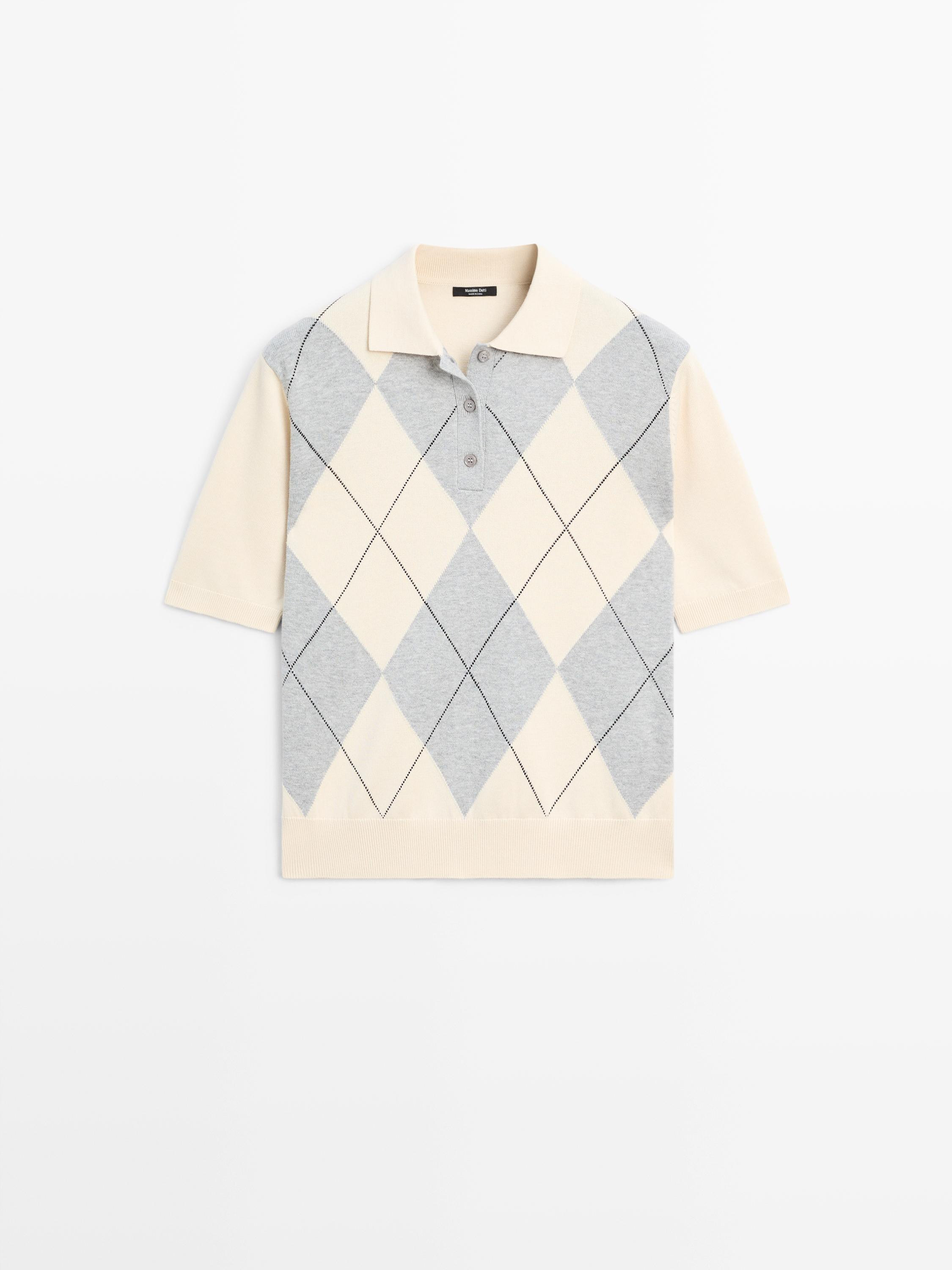 Strickpullover im Polo-Stil mit Rautenmuster | Massimo Dutti DE