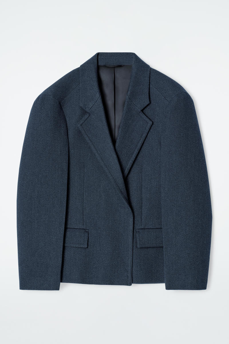 Oversized Exaggerated-Shoulder Denim-Look Blazer | COS UK