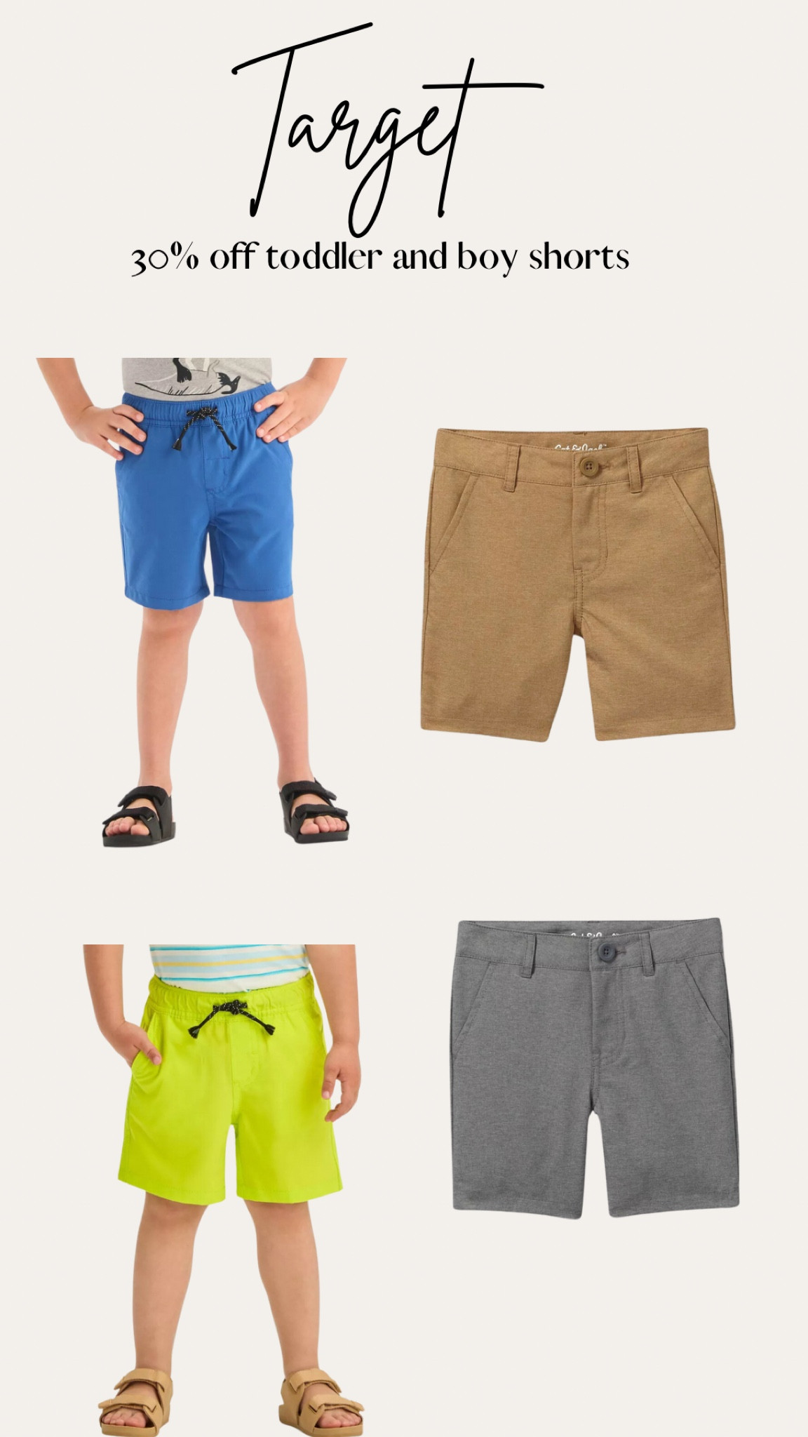 30% off shorts for the family with target circle week. Must be a target circle member. 

Quick dry shorts for boys. Toddler style. Boy mom. Boy style