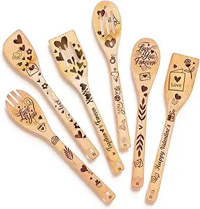 Riveira 6-piece Wooden Spoons For Cooking, Unique Valentines Day Gifts For Her, Valentines Day Gi... | Amazon (US)