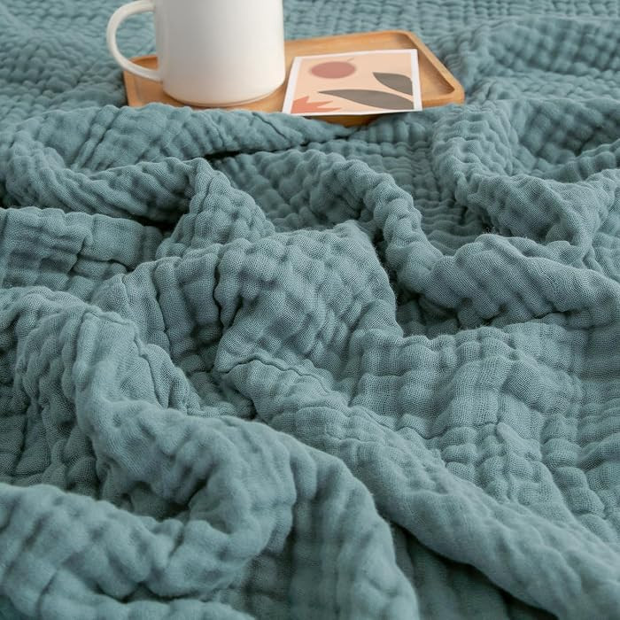 EMME Muslin Throw Blanket 100% Cotton Blankets for Couch Breathable Gauze All Season Soft and Lig... | Amazon (US)