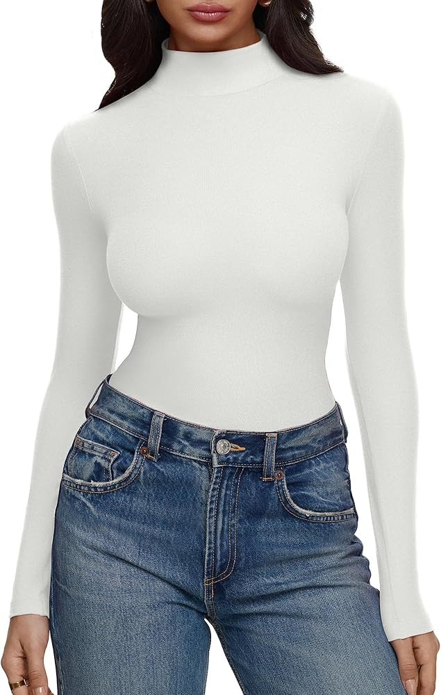 REORIA Women’s Turtleneck Tops Slim Basic Mock Neck Long Sleeve Shirts 2025 Fall Winter Layerin... | Amazon (US)