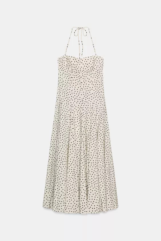 MIDI HALTER NECK DRESS WITH DOTS | Zara US