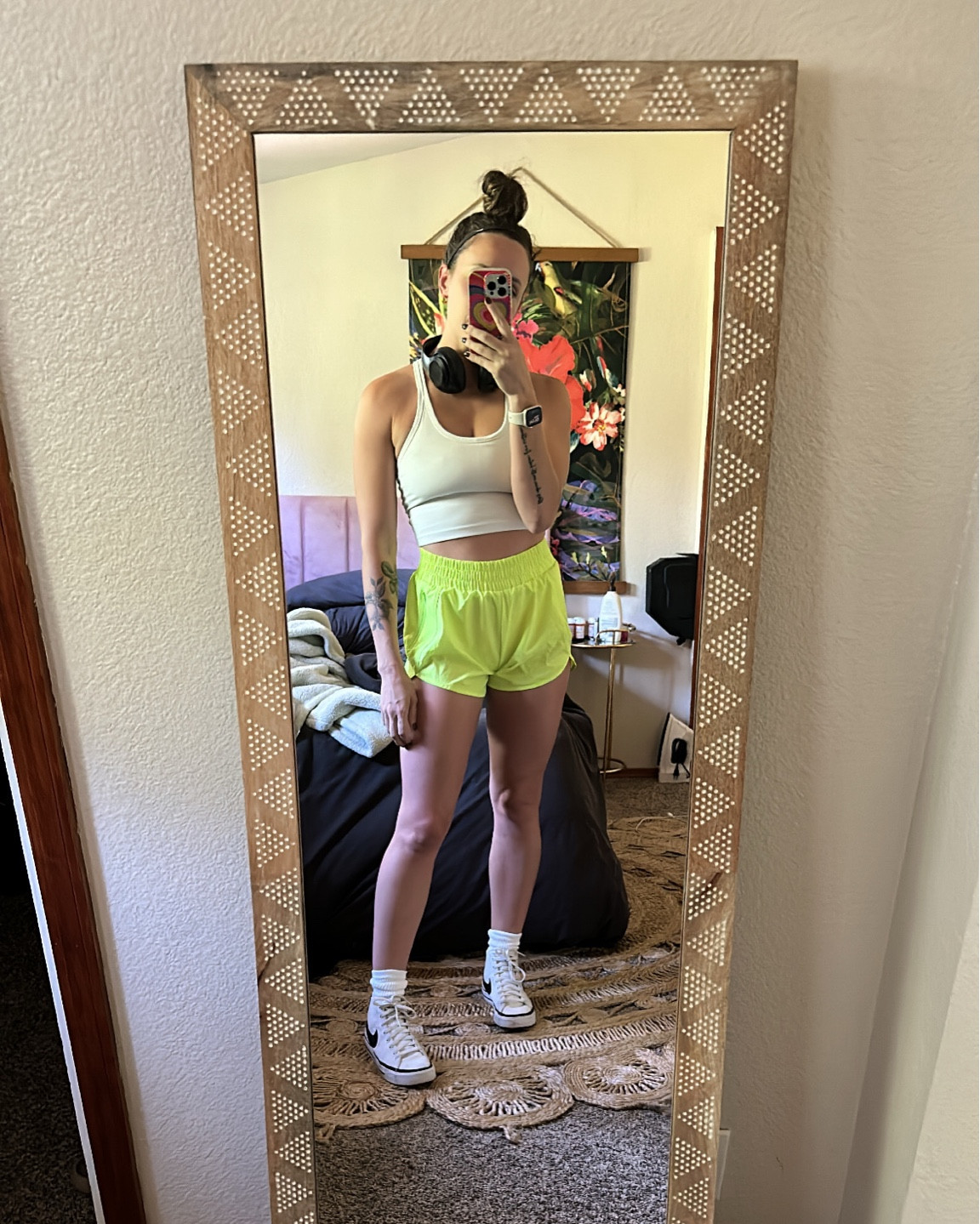 Favorite, flattering lime green Amazon running shorts. They make your legs look so tan 😉 and, of course linked the whole fit.

#LTKunder50 #LTKfit #LTKstyletip
