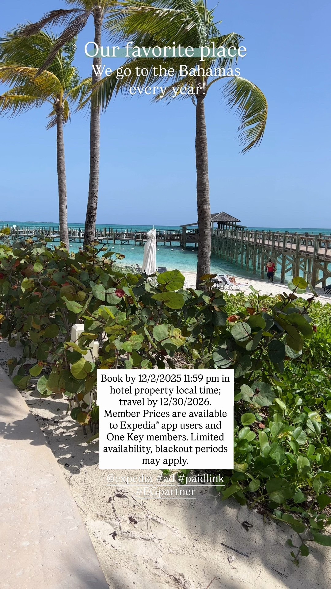 #EGPartner  We go to the Bahamas every year - it has become a family tradition and I’m so excited because we got the best deal during @expedia Black Friday sale! You can book up to 50% off your stay! #ad #paidlink 

Book by 12/2/2025 11:59 pm in hotel property local time; travel by 12/30/2026. Member Prices are available to Expedia® app users and One Key members. Limited availability, blackout periods may apply.


#LTKCyberWeek #LTKSaleAlert #LTKTravel